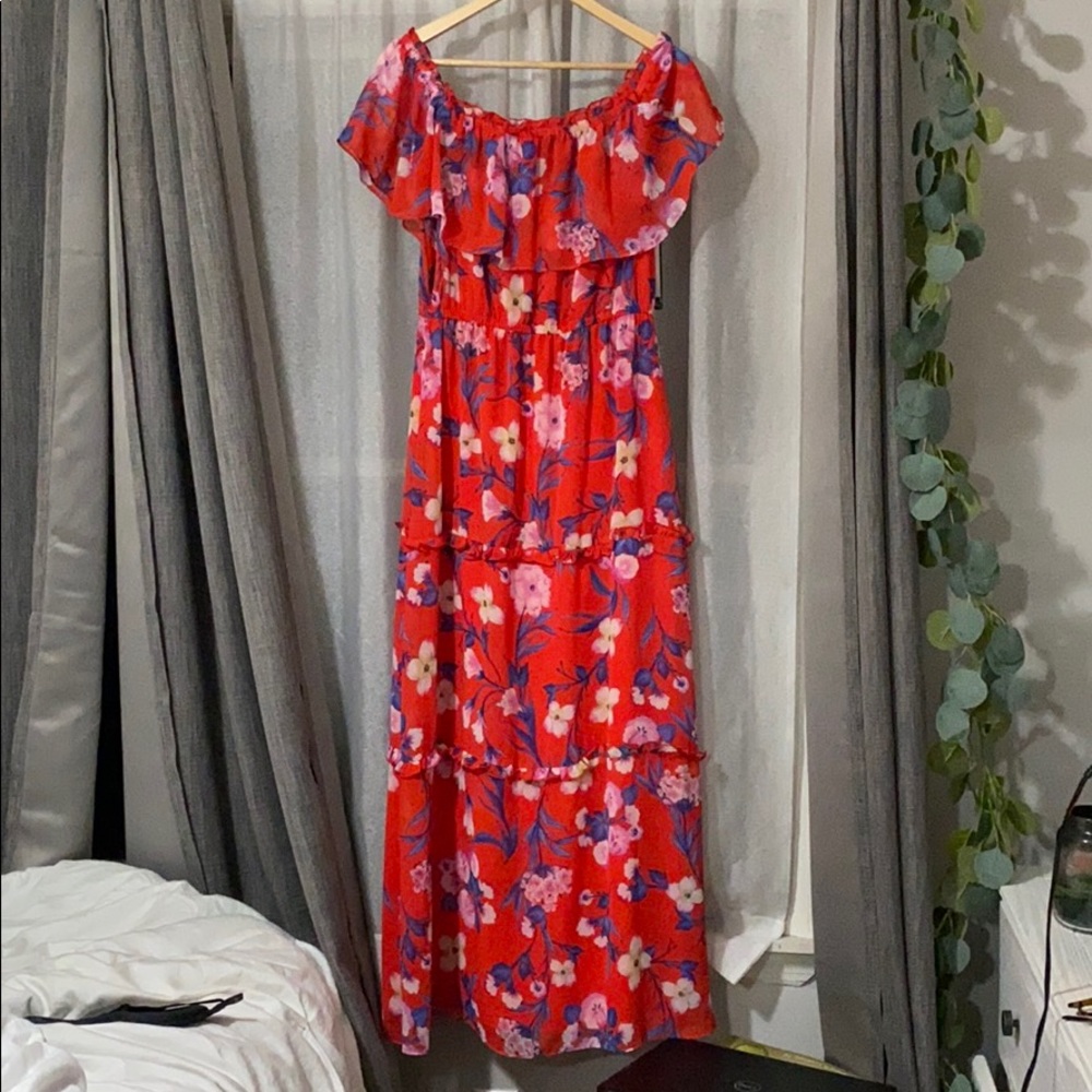 Floral Red Summer Maxi Dress